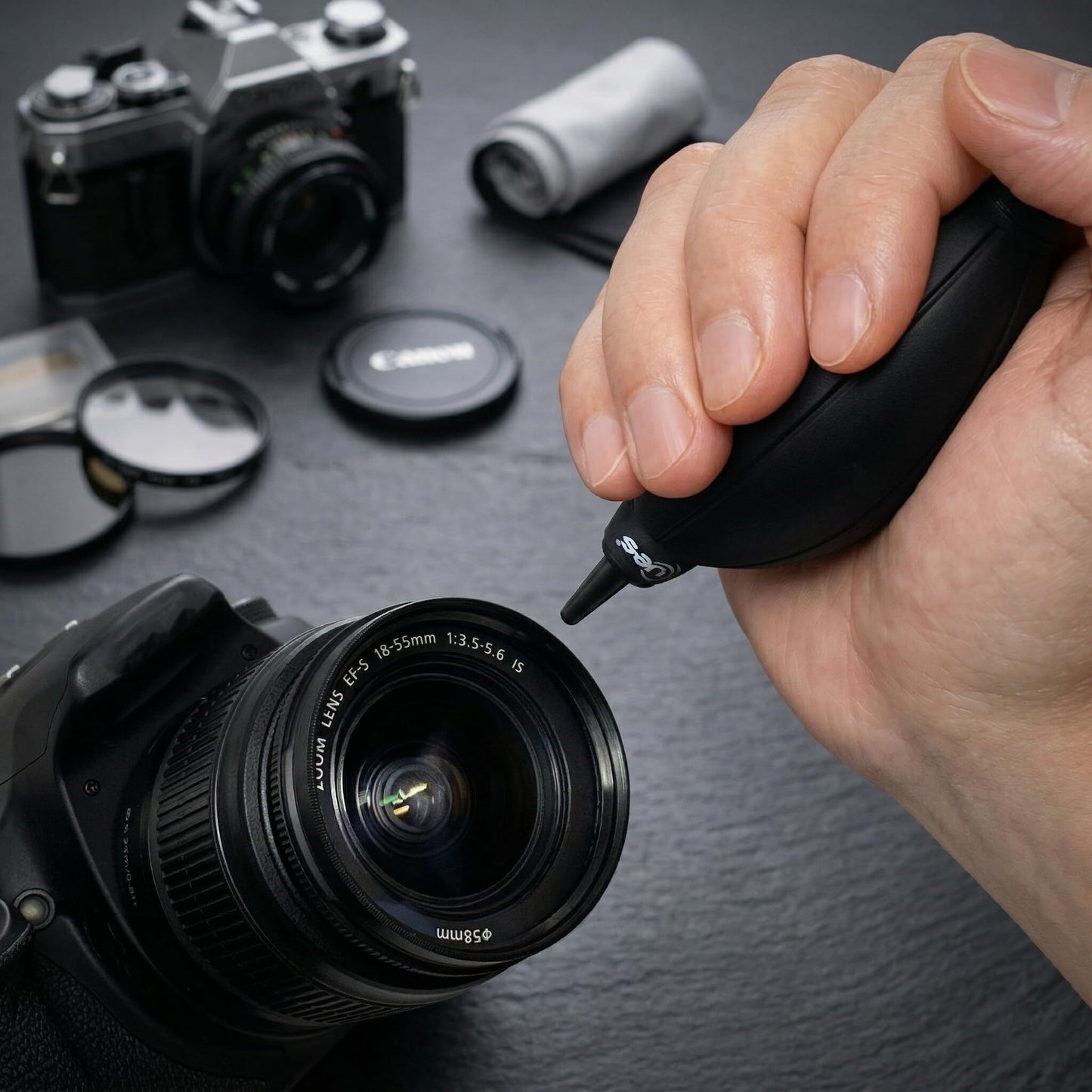 UES Professional Camera Cleaning Kit with Hard Travel Case - DSLR & Mirrorless Maintenance Bundle: 2-in-1 Lens & Sensor Cleaner, Air Blower, Pen