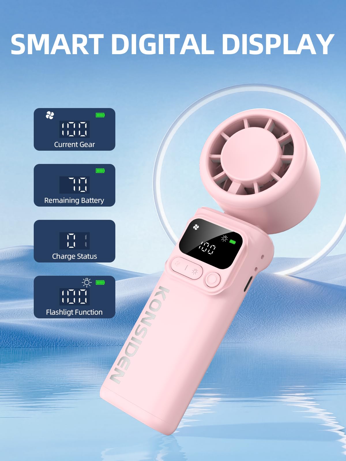 Portable Handheld Turbo Fan, 199 Stepless Speeds, 4000mAh USB Rechargeable