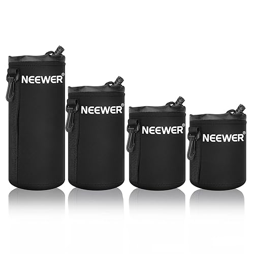 Neewer 4X Lens Case Lens Pouch Bag with Thick Protective Neoprene for DSLR Camera Lens (Fit for Canon, Nikon, Sony, Olympus, Panasonic) Includes