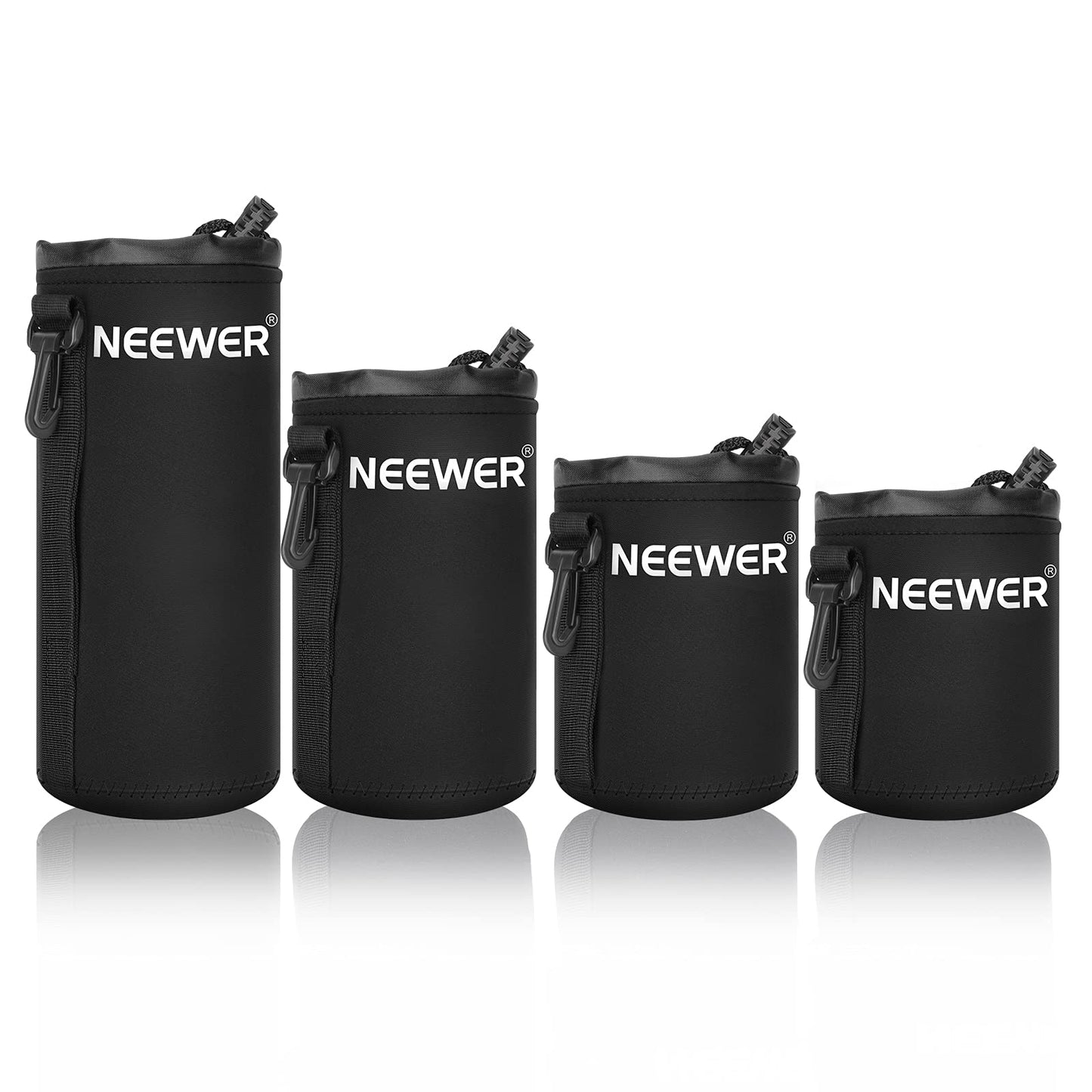 Neewer 4X Lens Case Lens Pouch Bag with Thick Protective Neoprene for DSLR Camera Lens (Fit for Canon, Nikon, Sony, Olympus, Panasonic) Includes