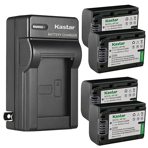 Kastar 4-Pack NP-180 Battery and AC Wall Charger Replacement for Minolta MN2K50NV 2.7K Quad HD /48MP, MN4K25NV 4K Ultra HD, MN4K20NV 4K Ultra HD