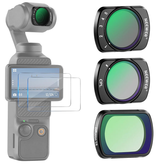 NEEWER Magnetic ND Filter Set Compatible with DJI Osmo Pocket 3 Creator Combo Accessories, Variable Neutral Density ND2-32 CPL Polarizing Black