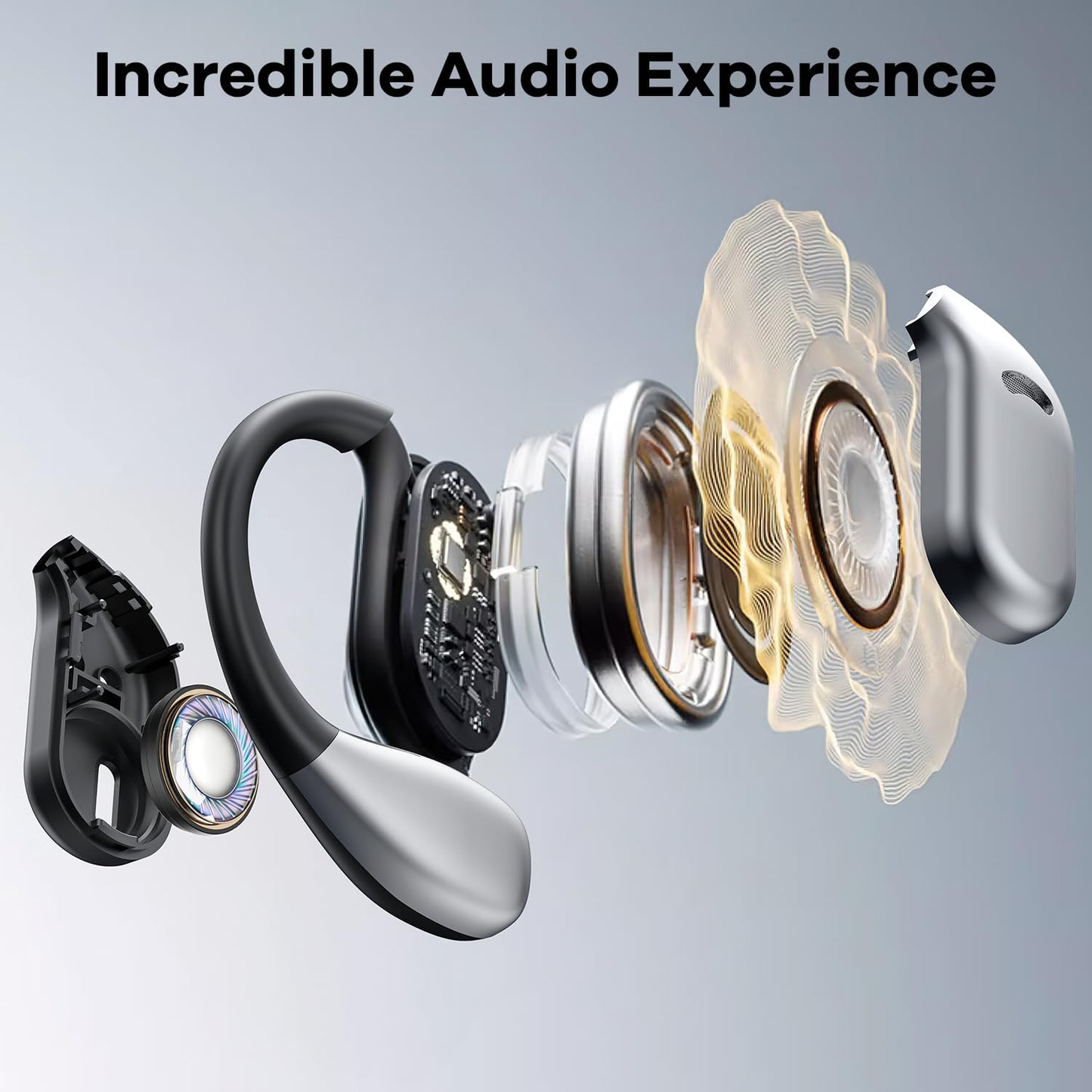 Open Ear Headphones Wireless Bluetooth 5.49, 60hrs Play 8D Sound Earphone Sport Earbuds with LED Display Over-Ear Buds with Earhooks Built-in Mic…