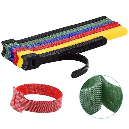 60PCS Reusable Cable Ties, Newlan 2 Size Adjustable Cable Straps 50PCS 8 Inches 10PCS 6 Inches, Cable Organizer, Cord Wrap and Hook Loop Cords
