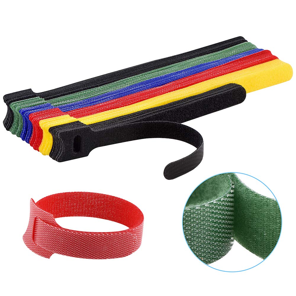60PCS Reusable Cable Ties, Newlan 2 Size Adjustable Cable Straps 50PCS 8 Inches 10PCS 6 Inches, Cable Organizer, Cord Wrap and Hook Loop Cords