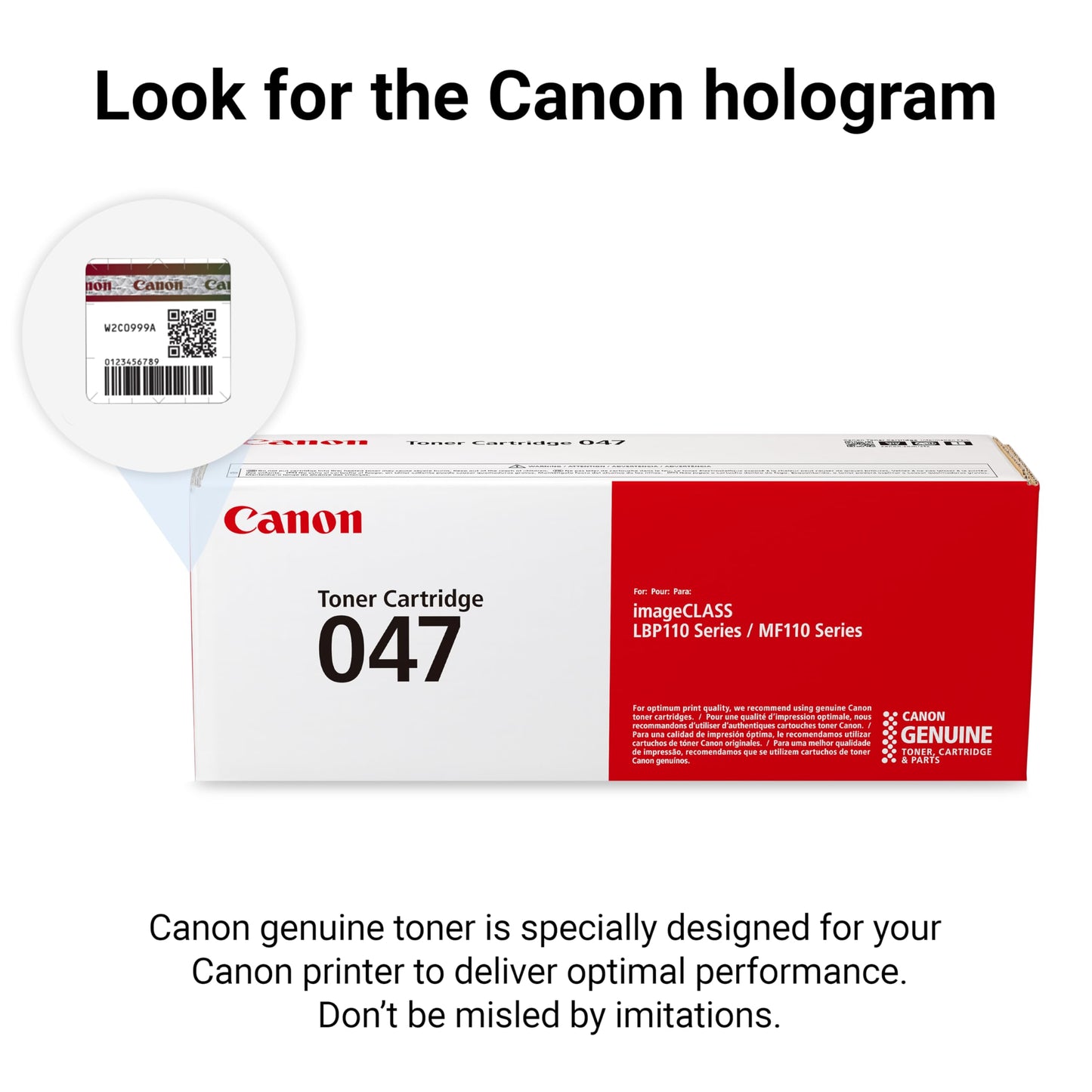 Canon Genuine 047 Black Toner Cartridge Compatible with LBP113w, MF113w