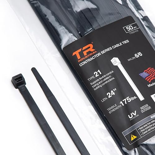 TR Industrial Contractor Series UV Cable Ties (50-Piece), 24", Type 21S, Made in USA