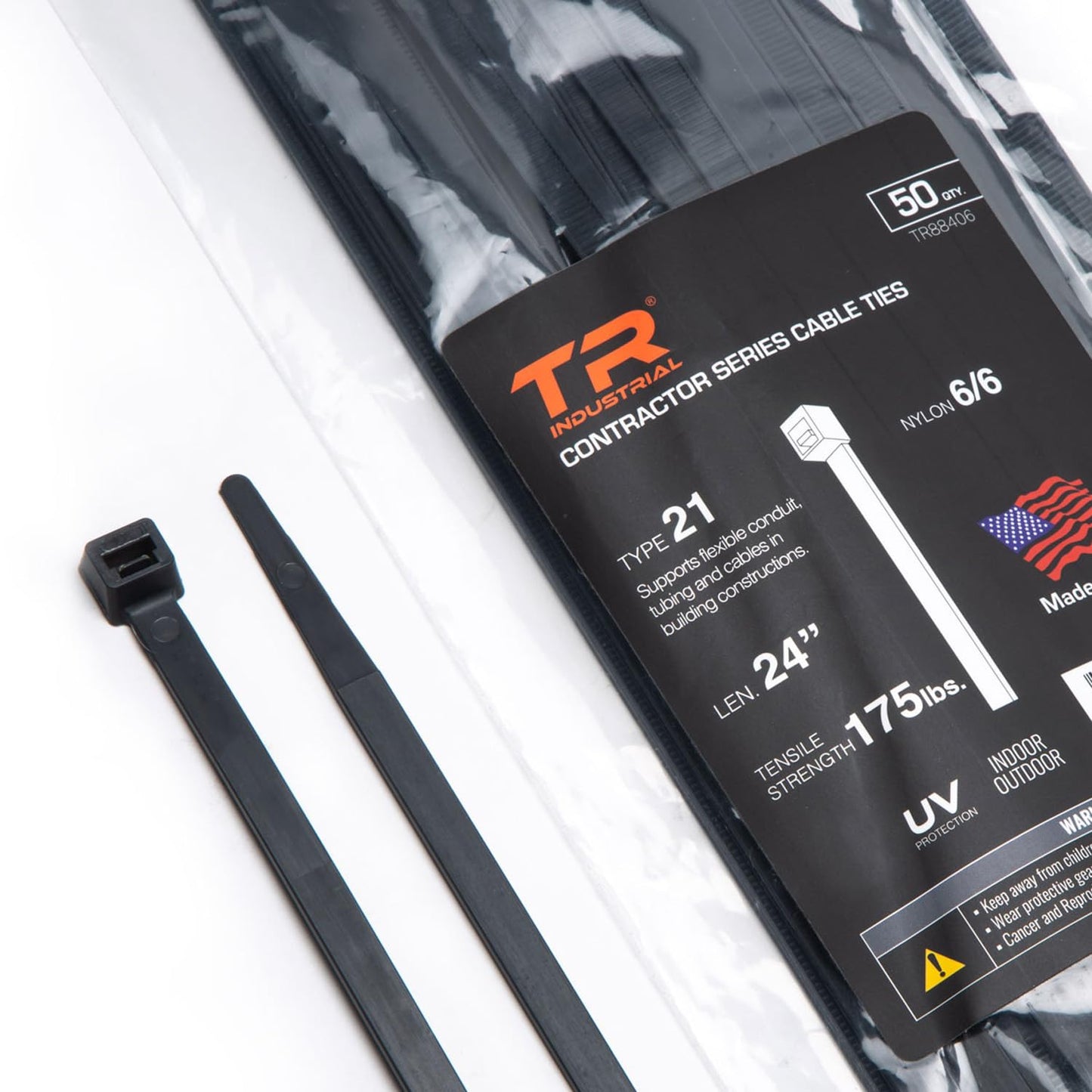 TR Industrial Contractor Series UV Cable Ties (50-Piece), 24", Type 21S, Made in USA