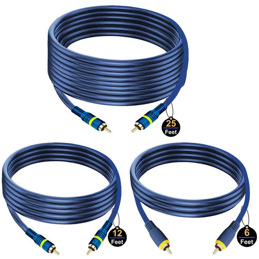 VISTRIC RCA Cable, 12ft,1-RCA Male to 1-RCA Male, Shielded, Gold-Plated Connectors, for Speakers/Subwoofers, Amplifiers, Home Theater Receivers, HDTV