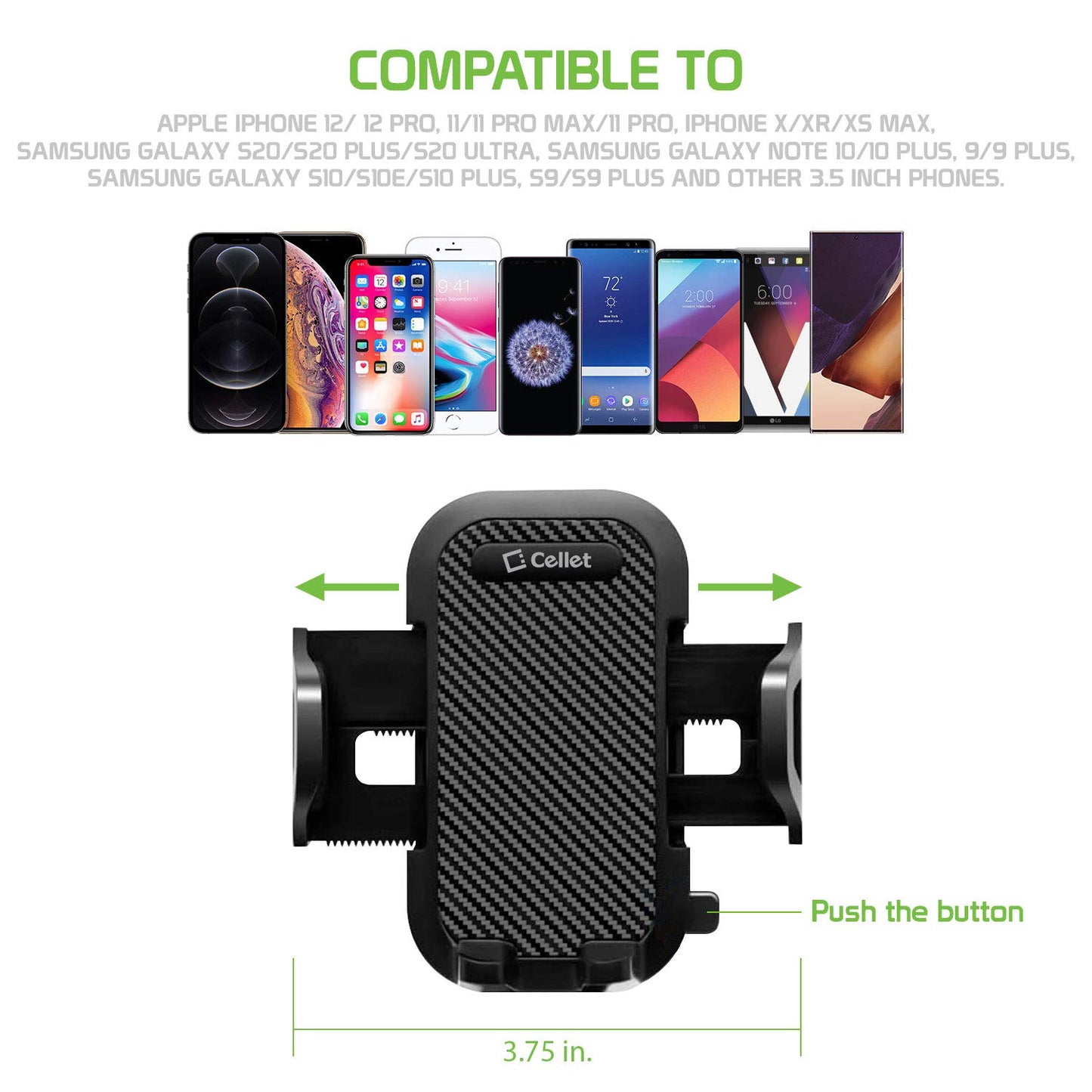 Cellet Car Dash Clip Phone Holder with Non-Slip Clamp & 360° Rotation - Dashboard Mount Compatible with iPhone, Android - Secure, Adjustable Cradle