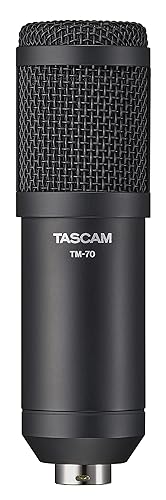 Tascam Dynamic Microphone for Broadcast Microphone for Professional Podcasting and Live Streaming (TM-70), Black