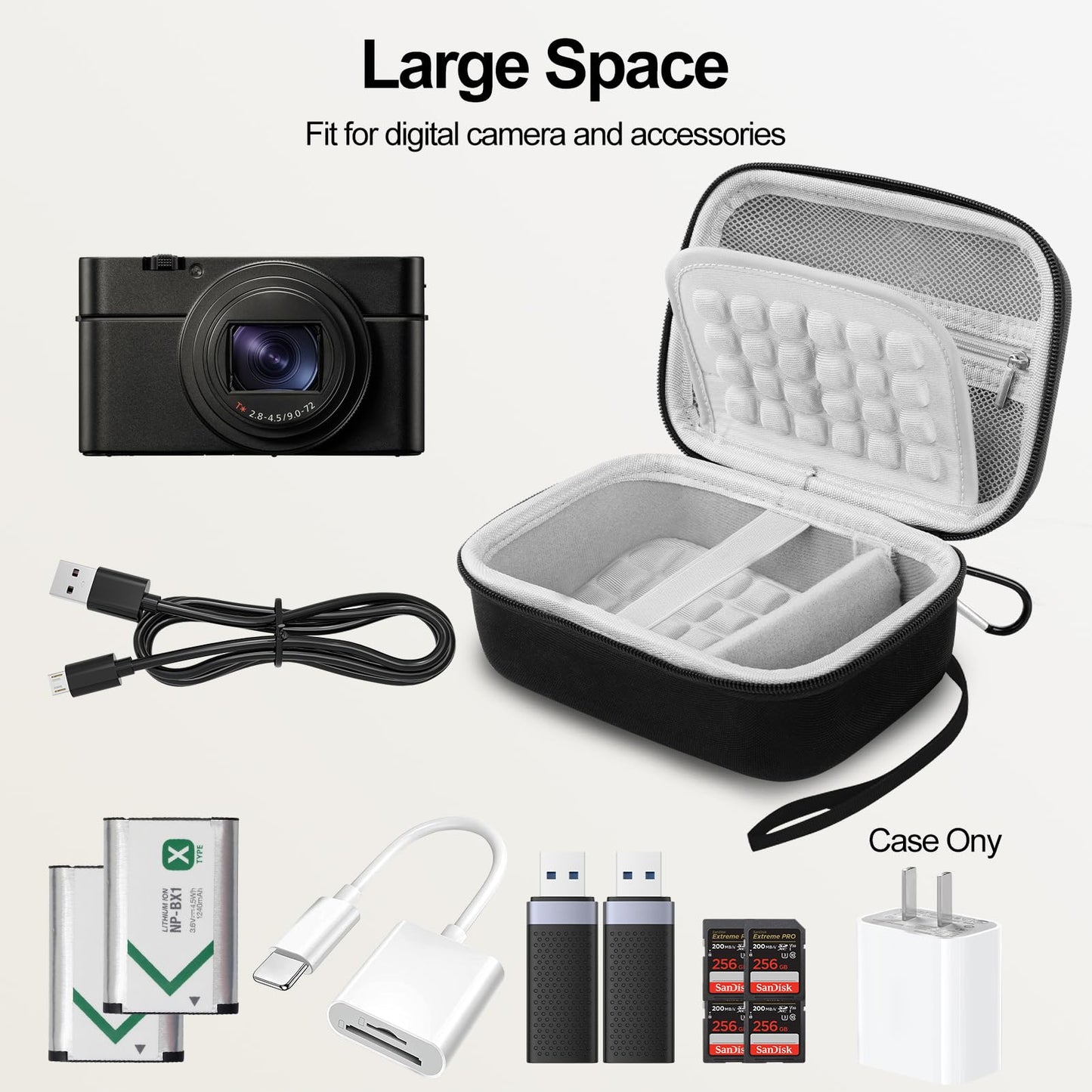 EMART Digital Camera Case, Protective Small Camera Bag for Kodak Pixpro Fz55?Cannon G7 X Mark III(Fits Cameras <6"x4"x1.85") - Lightweight & Durable