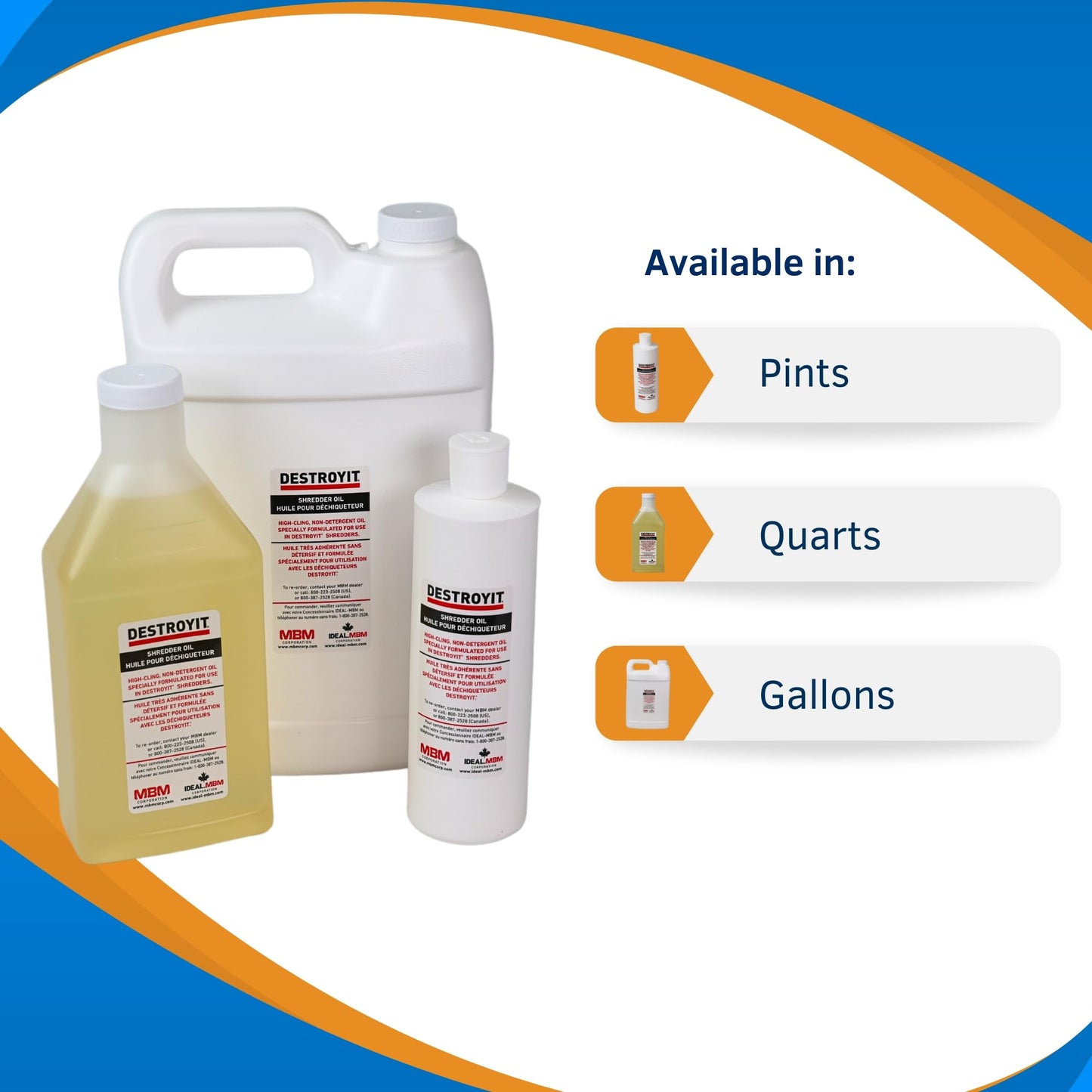 MBM Destroyit 8 Pints of Paper Shredder Oil (case of 8 x 1 Pint Bottles) - CED21/8