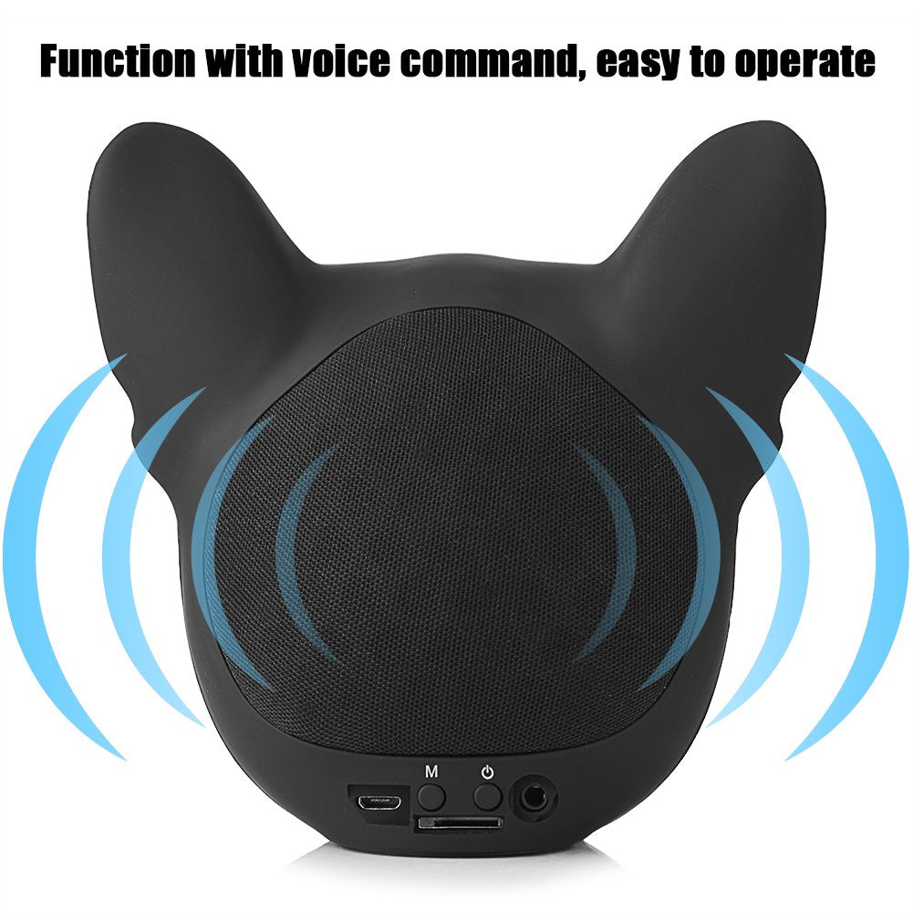 Bulldog Bluetooth Speaker, French Bulldog Head Cool Artistic Stereo Decorative Speaker, Supported USB & T Flash Card