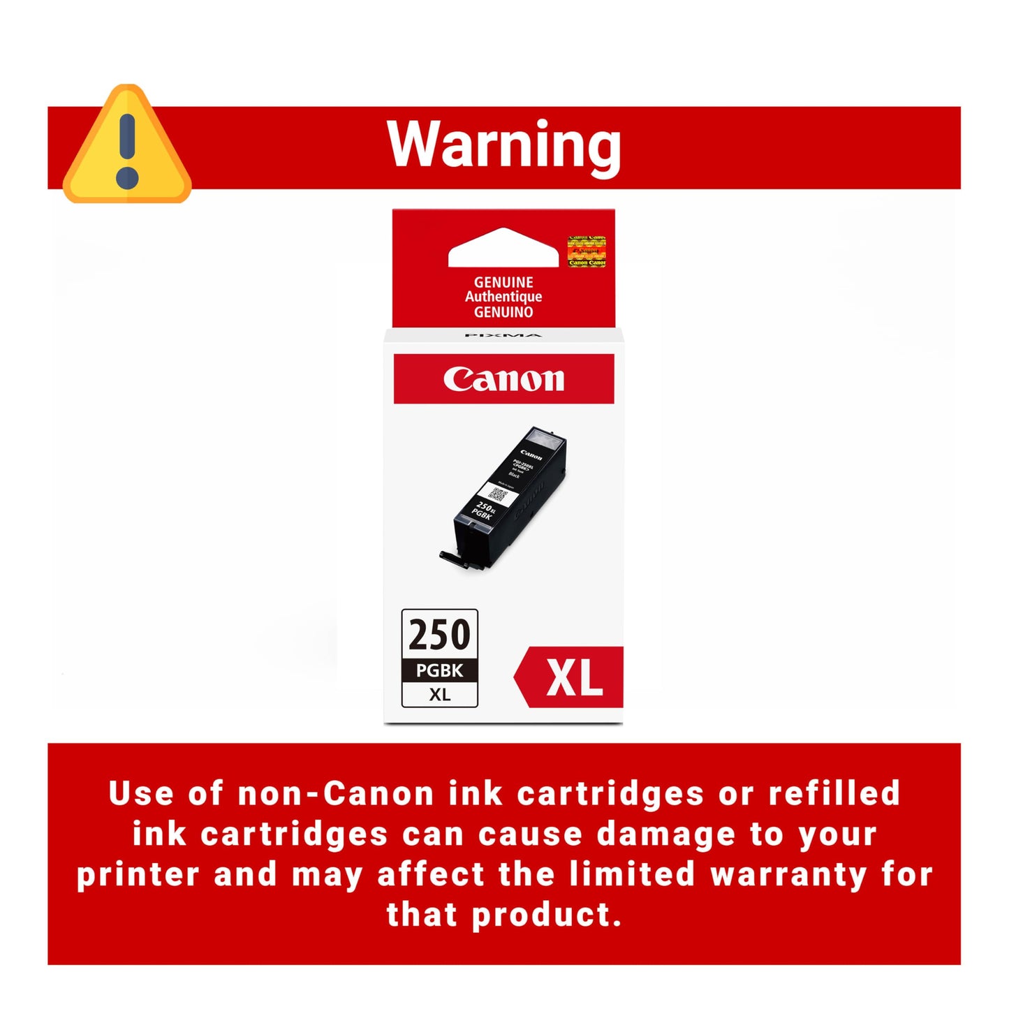 Canon PGI-250XL Genuine Pigment Black Ink Tank, Compatible with MG6320, IP7220 & MG5420, MX922, MG5520, MG6420, MG7120, iX6820, iP8720, MG7520