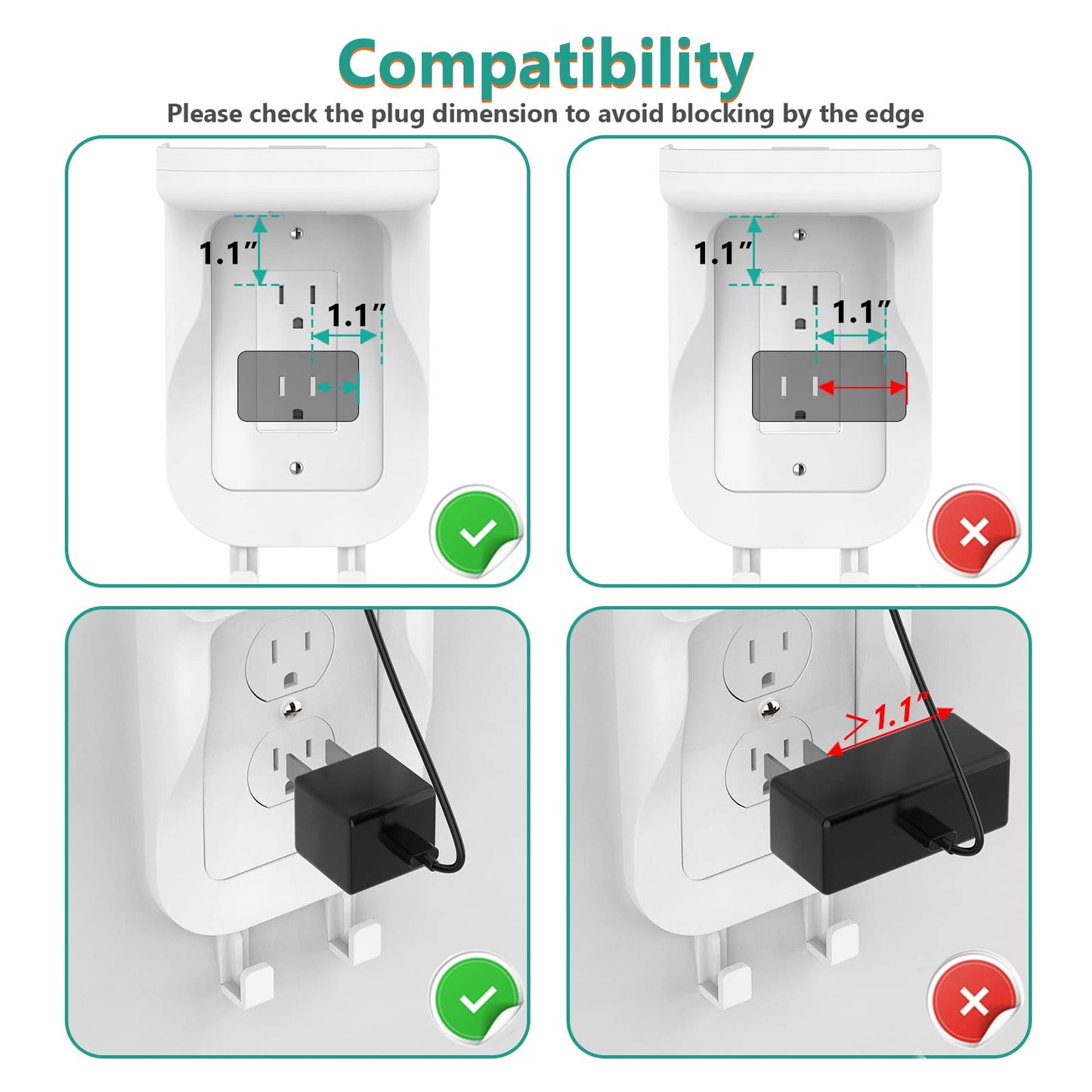 WALI Outlet Shelf Wall Holder, Fit for Duplex GFCI Decorative Outlet Shell A Space Saving for Smart Home, Speaker Mounts up to 20lbs with Cable