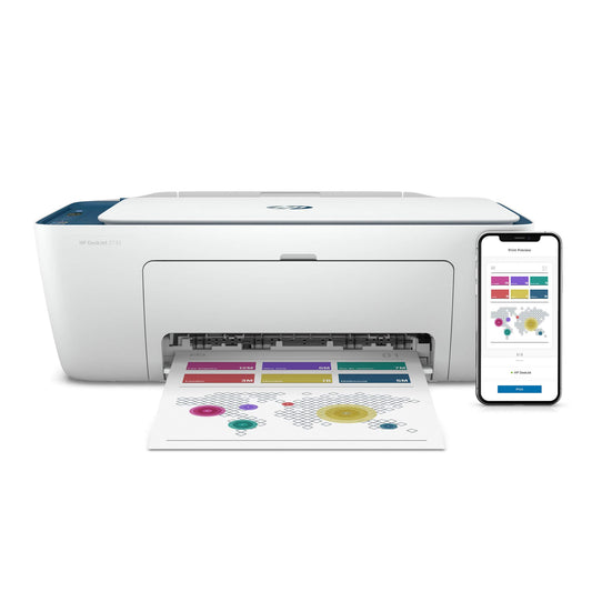 HP DeskJet 2732 Wireless All-in-One Compact Color Inkjet Printer - Instant Ink Ready, Indigo 5AR83A (Renewed)
