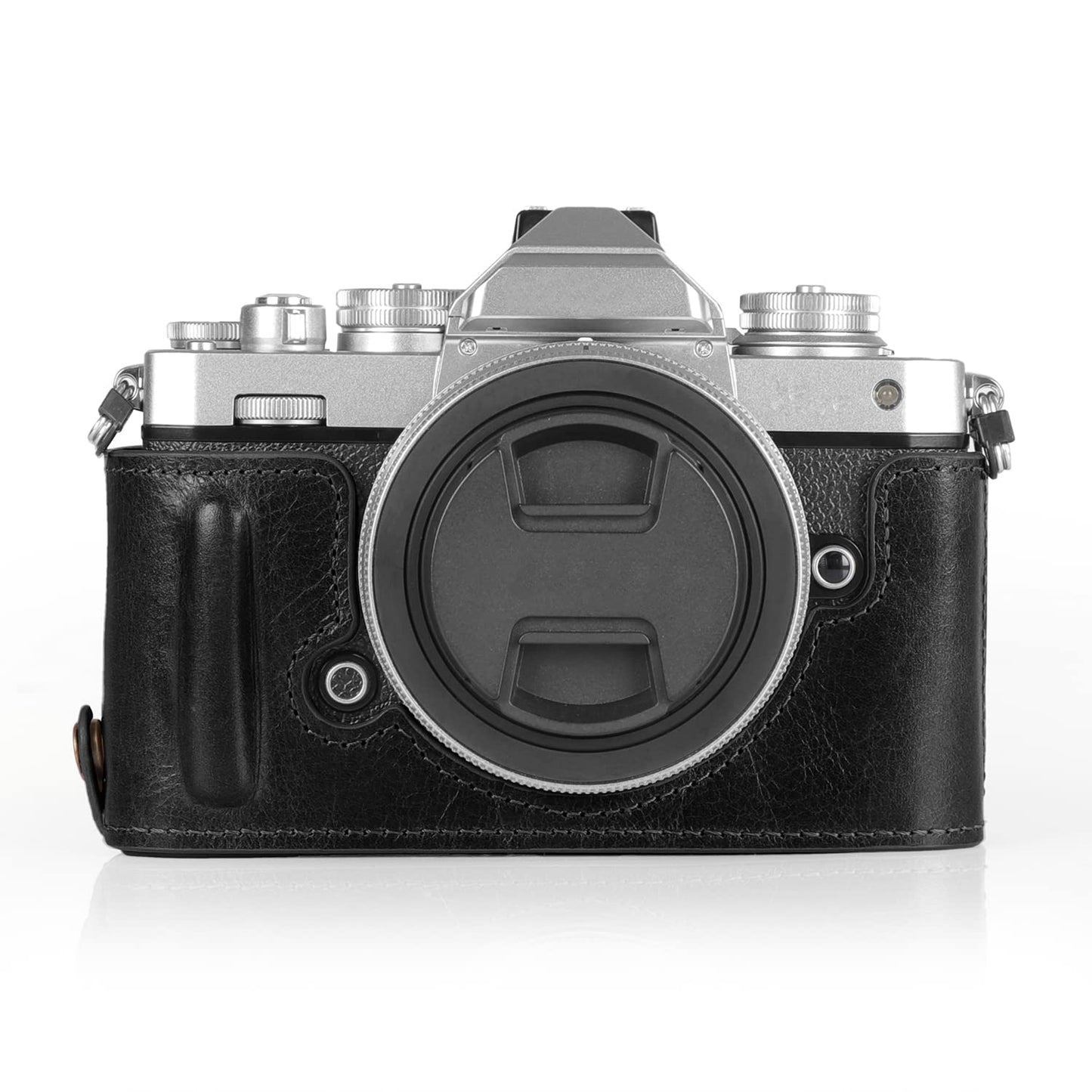 MegaGear MG2016 Ever Ready Genuine Leather Camera Half Case Compatible with Nikon Z fc (Black)