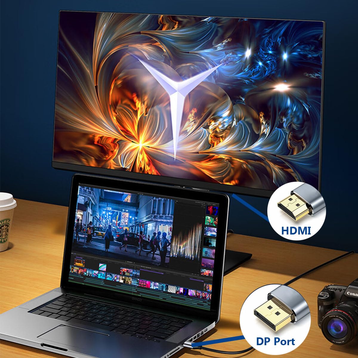 4K DisplayPort to HDMI Cable 6FT, [Gold-Plated, Aluminum Shell] Uni-Directional DP to HDMI 4K@30Hz Display Cord for HDTV, Monitor, Projector