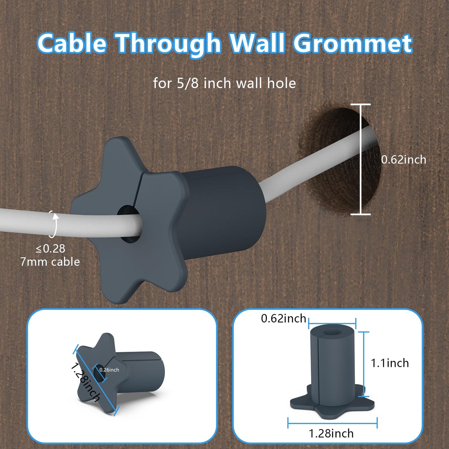 2pcs Wall Hole Cable Routing Kit for Starlink,5/8 inch Silicone Wall Grommets for starlink mini Cable Feed Pass Through bushings(Grey)