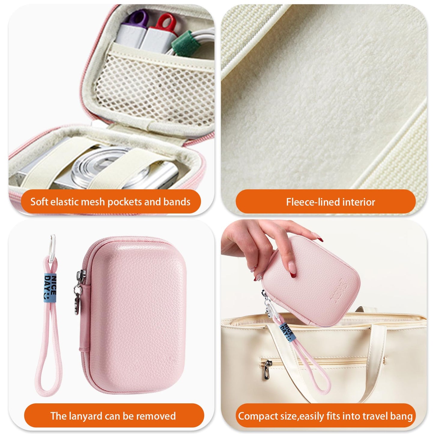 VNEIRY portable came cases Digital Camera Case for CAMKORY, Kodak, Canon & More - Small Travel Compact Pouch with Mesh Pocket for Accessories & SD