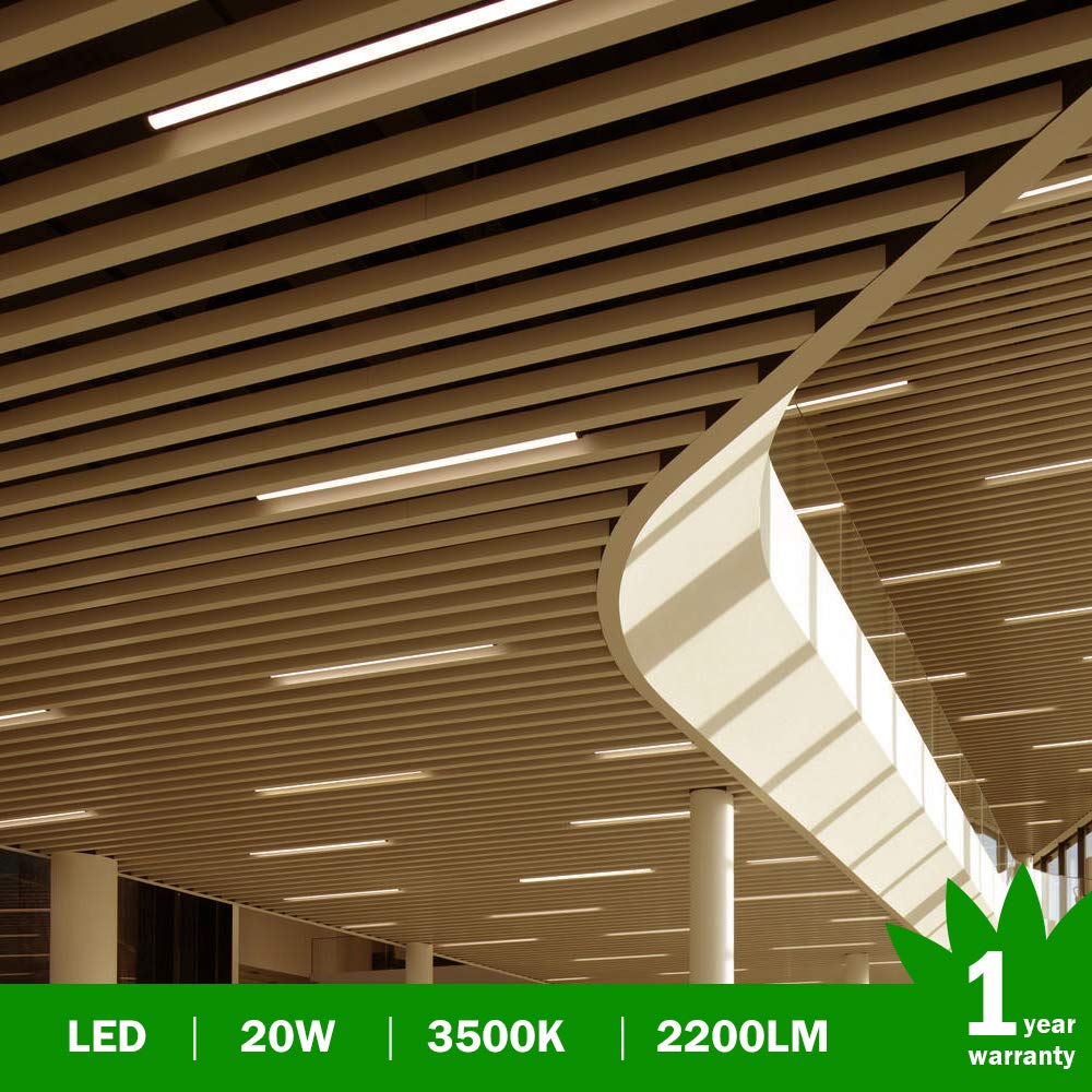 LightingWill T5 Integrated Fixture 4FT, Warm White 3000-3500K, 20W, Linkable LED Shop Light, LED Ceiling and Under Cabinet Light, Corded Electric