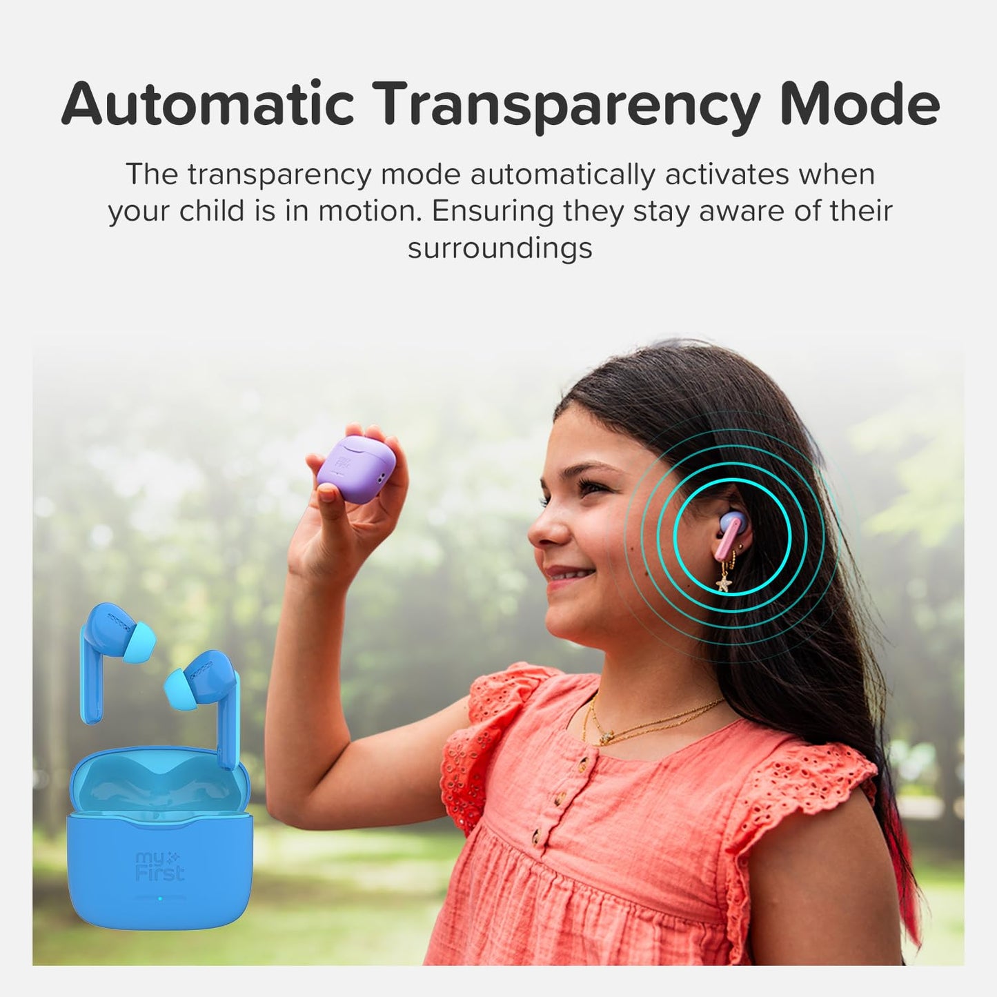 myFirst Carebuds Kids Earbuds Bluetooth 85dB Volume Limit for Small Ears