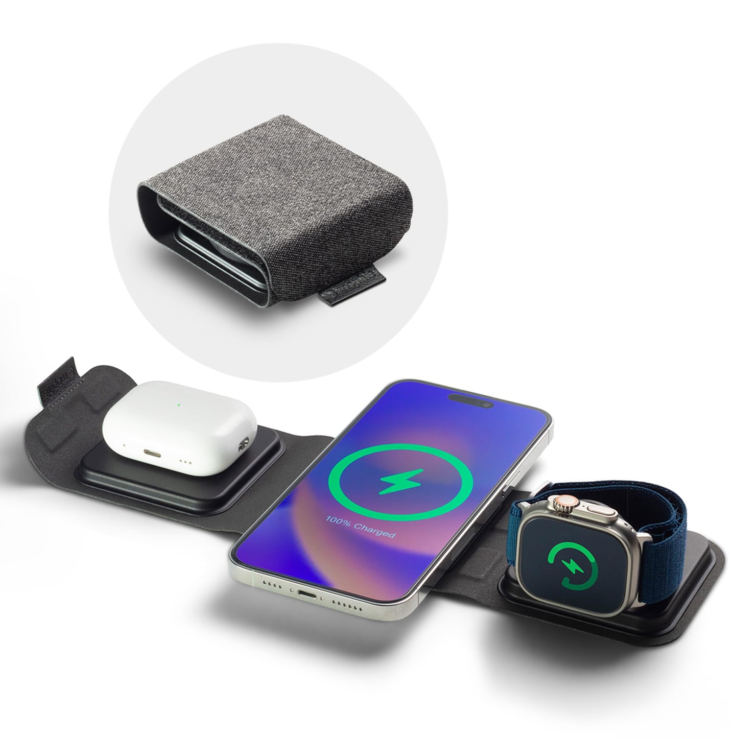 Mophie 3-in-1 Travel Charger with MagSafe - Portable Wireless Charging Hub, Compatible w/Apple Devices, iPhone 17/16/15/14/13/12 Series, Apple Watch