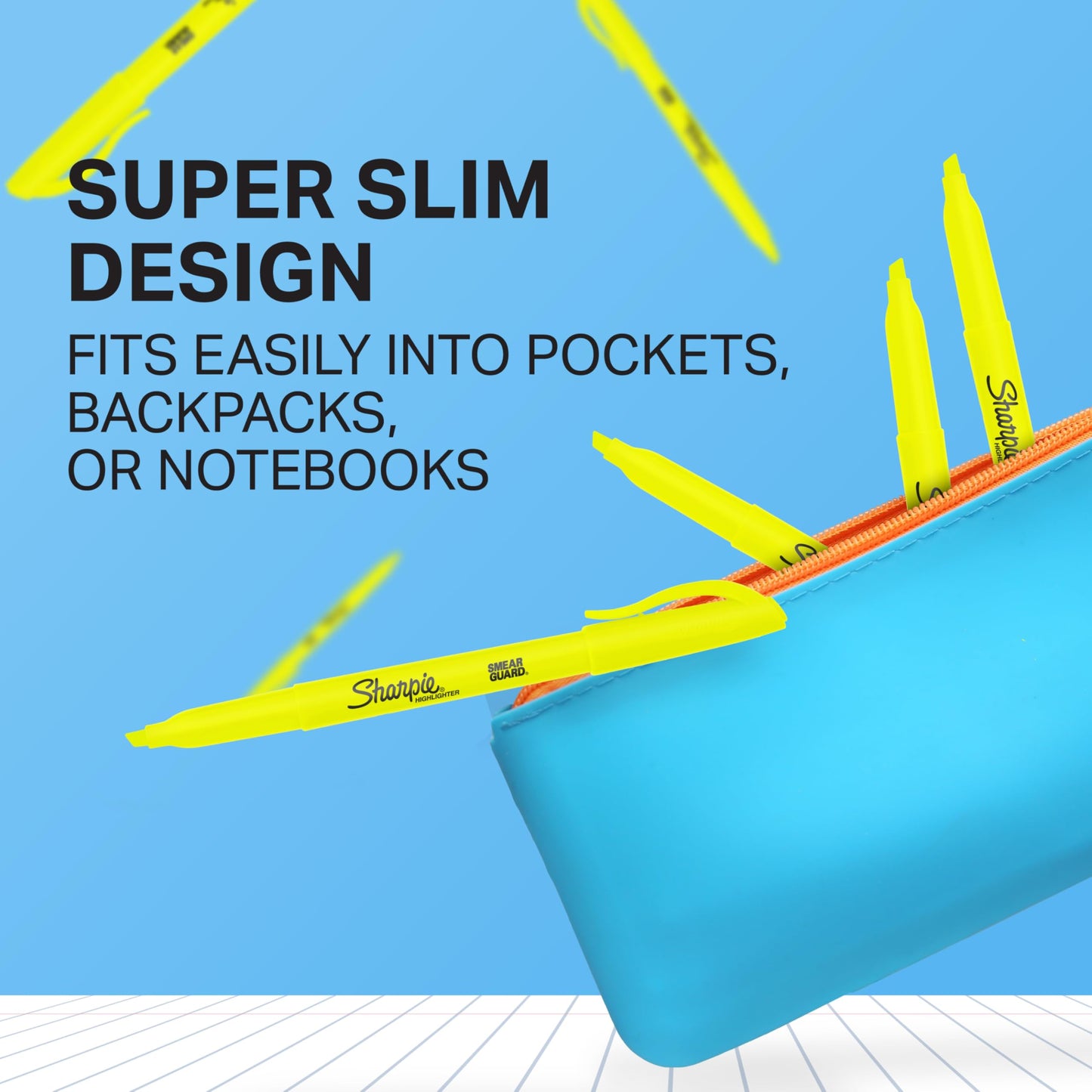 Sharpie Pocket Style Highlighters, Chisel Tip, Fluorescent Yellow, Box of 12