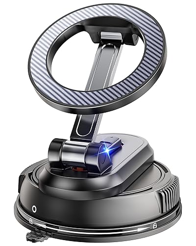 2-IN-1 Detachable MagSafe Car Mount [2800gf Strong Magnet & 89+LBS Suction Base] Vacuum Magnetic Phone Holders for Your Car, 360° Adjustable