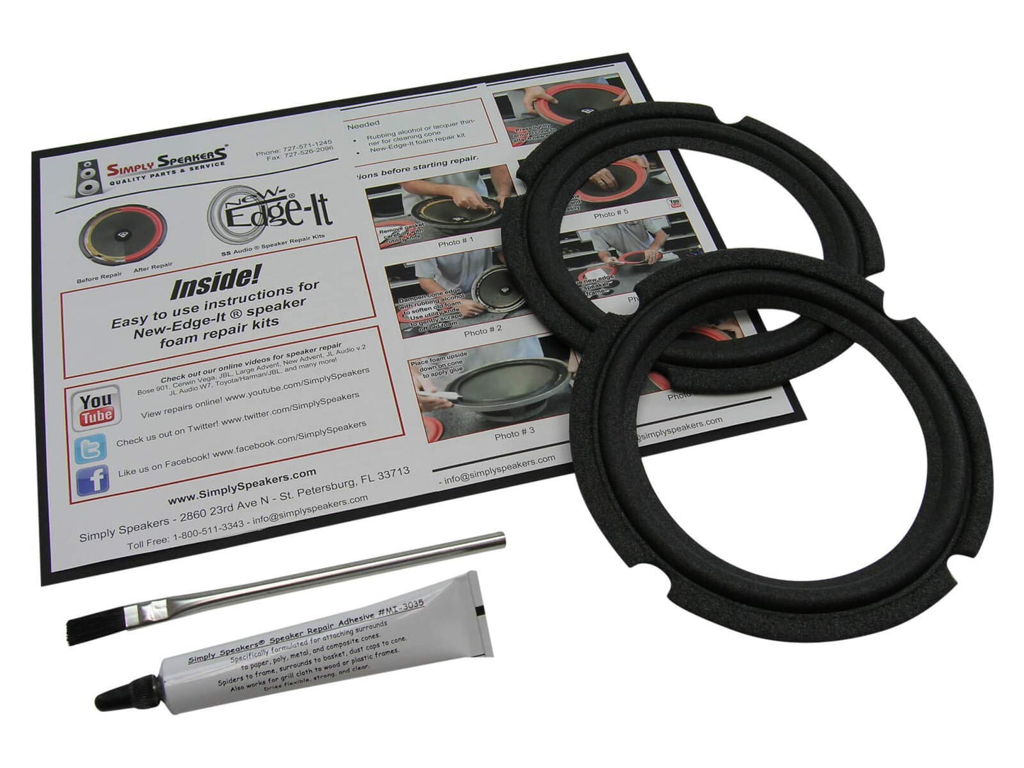 Simply Speakers 6.5 Inch Foam Speaker Repair Kit Compatible with JBL Control 5, Pro 8, TLX-121, FSK-6.5JBL (Pair)