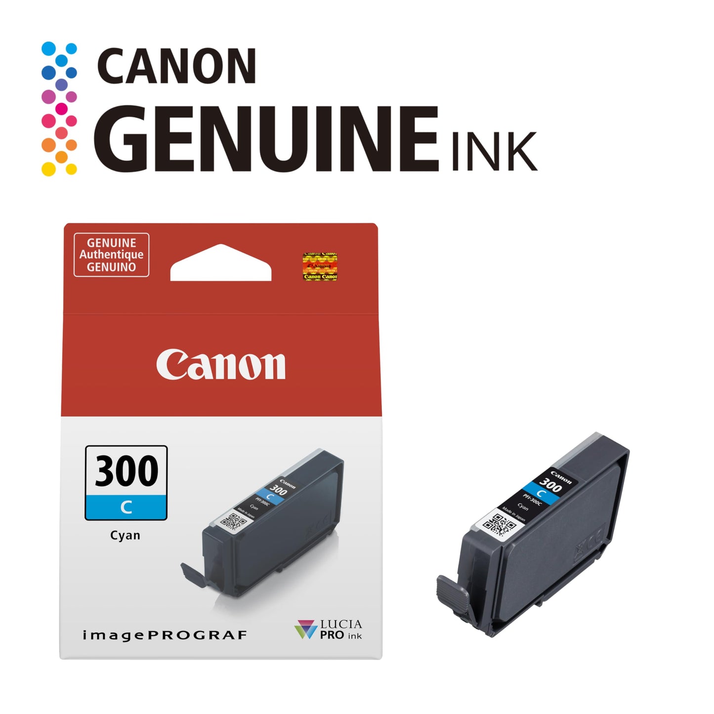 Canon PFI-300 Genuine Cyan Ink Tank, Compatible with ImagePROGRAF PRO-300 Printers