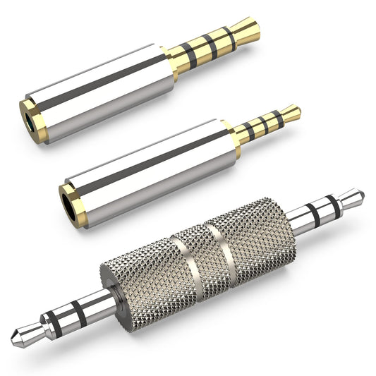 2.5mm to 3.5mm Adapter and 3.5mm to 2.5mm Adapter Male to Female Stereo Audio Connector, 3.5 to 3.5 (1/8") TRS Stereo Aux Converter Gold Plated
