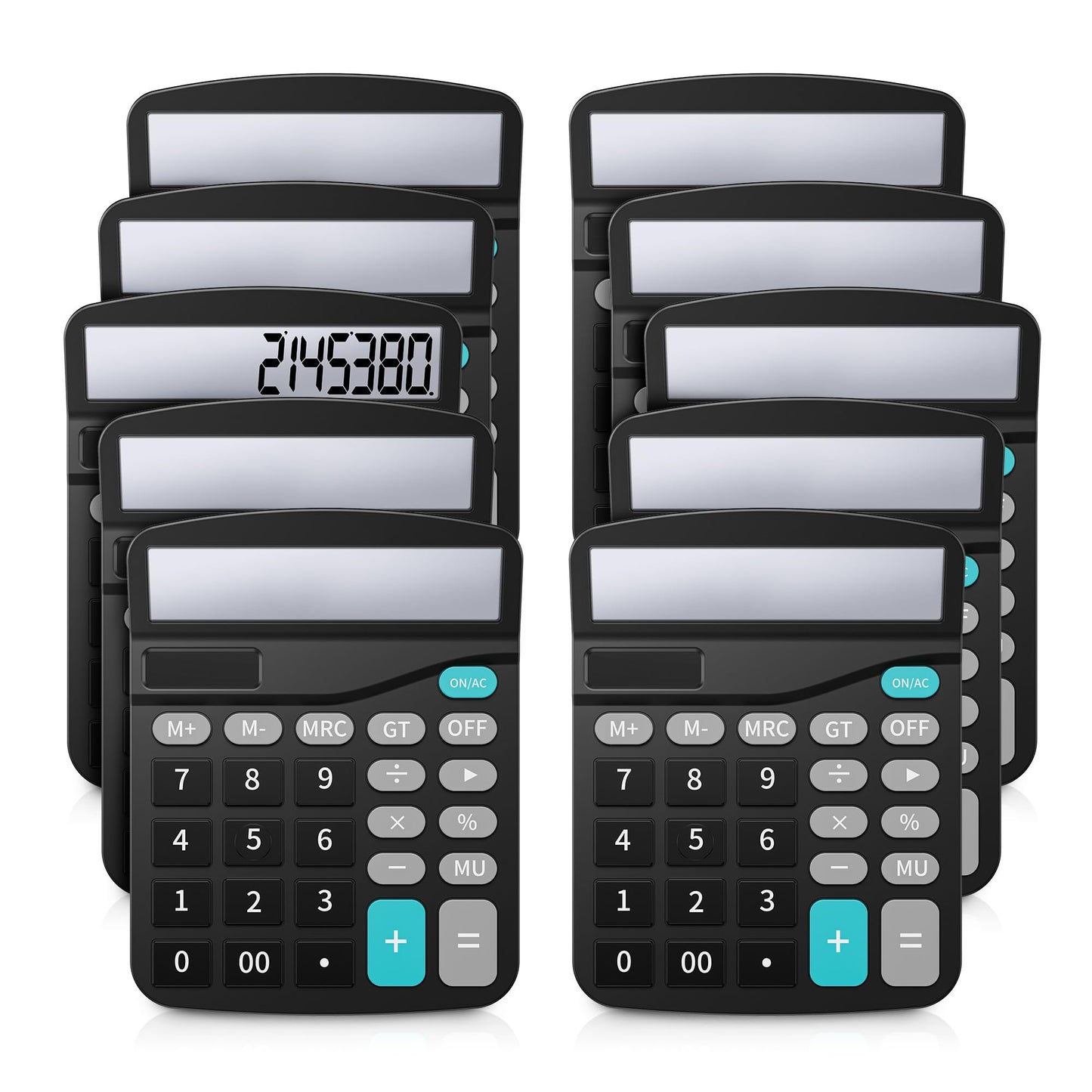 Lichamp Desk Calculators with Big Buttons and Large Display, Office Desktop Calculator Basic 12 Digit with Solar Power and AA Battery (Included), 10
