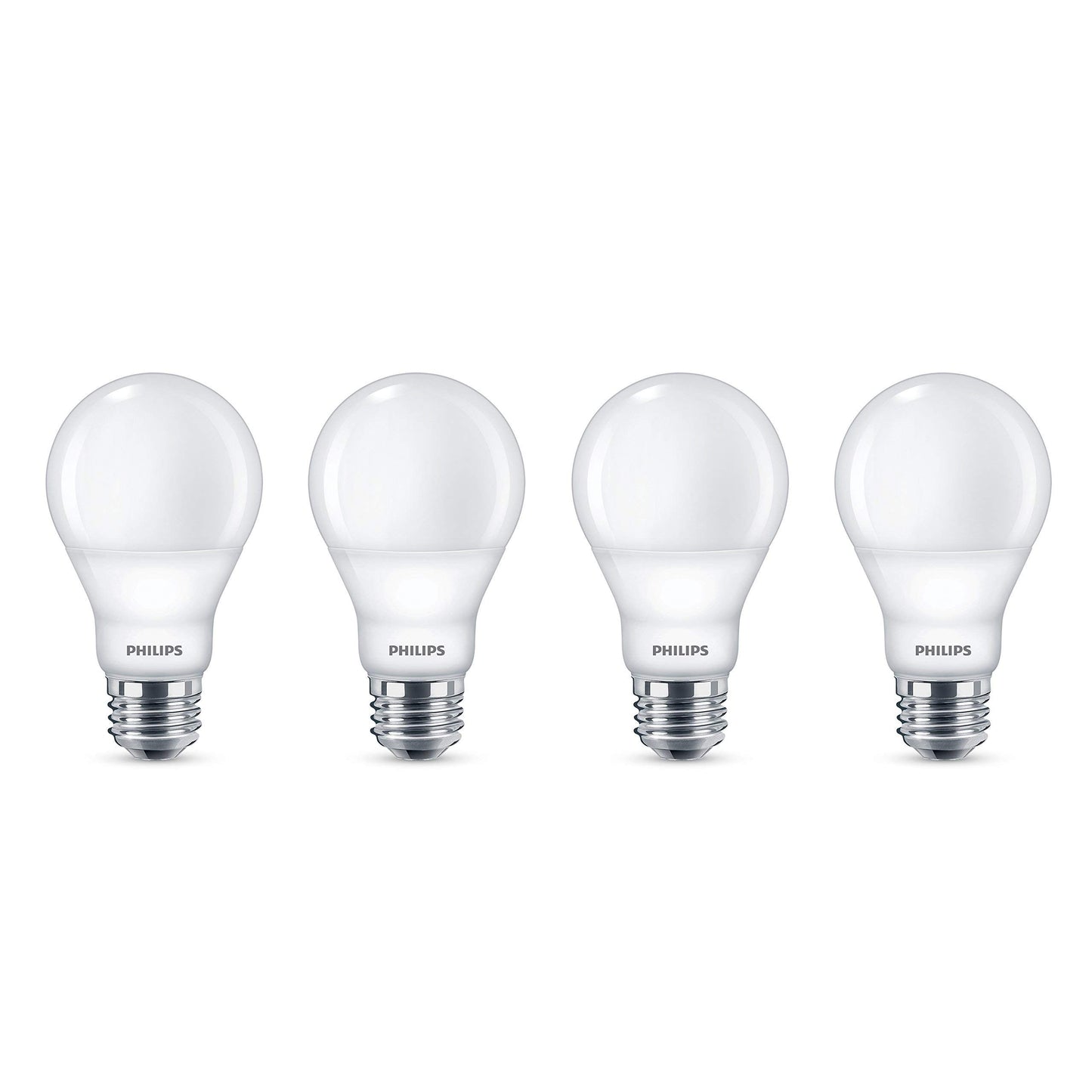 Philips LED 4 Pack A19 Soft White Dimmable Warm Glow LED, 2200-2700 Kelvin, 800 Lumen, 8.8W=60W, E27 Base