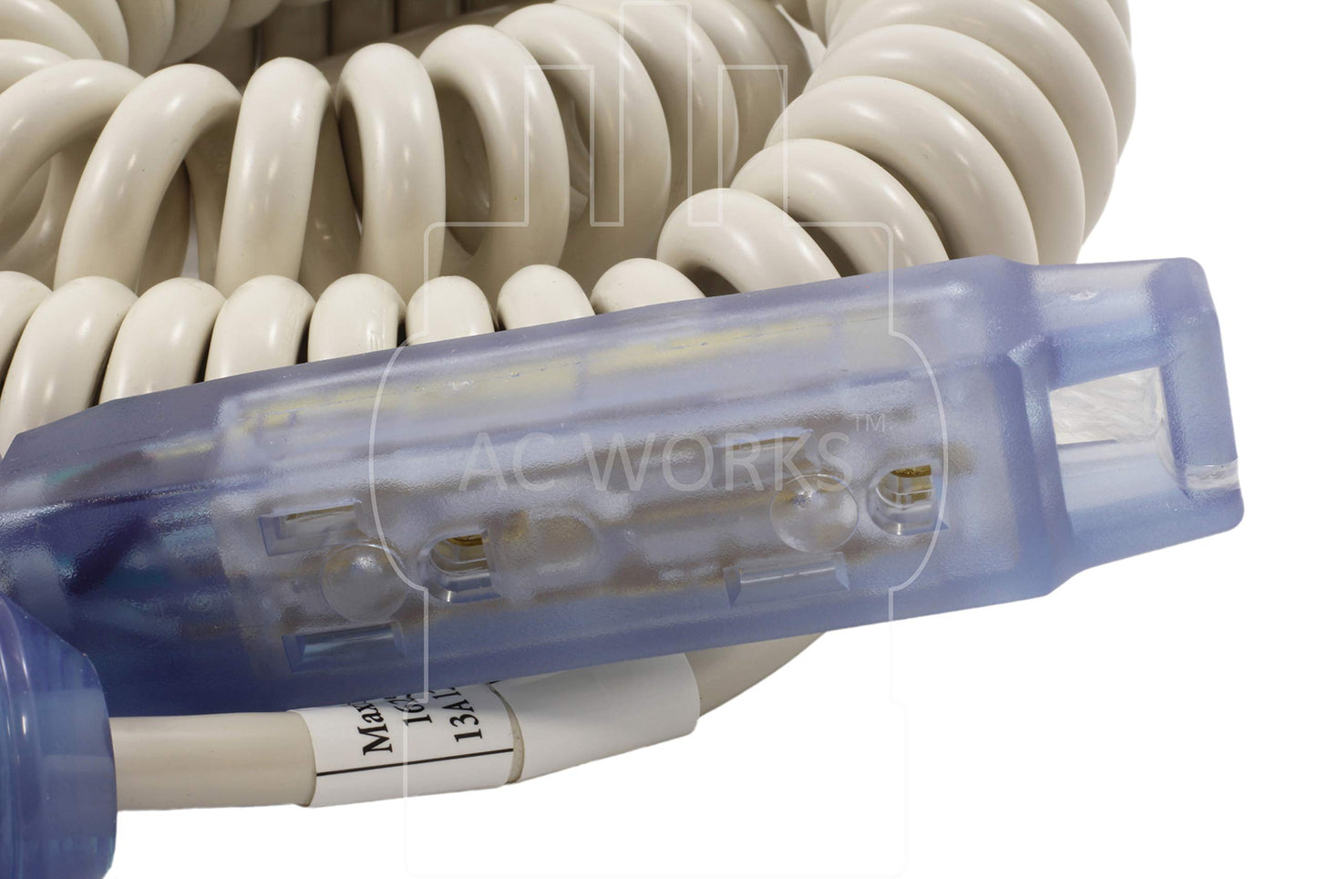 AC WORKS [29441-AS] Medical Grade Power Strip Coiled Cord with Bar Tri-outlet