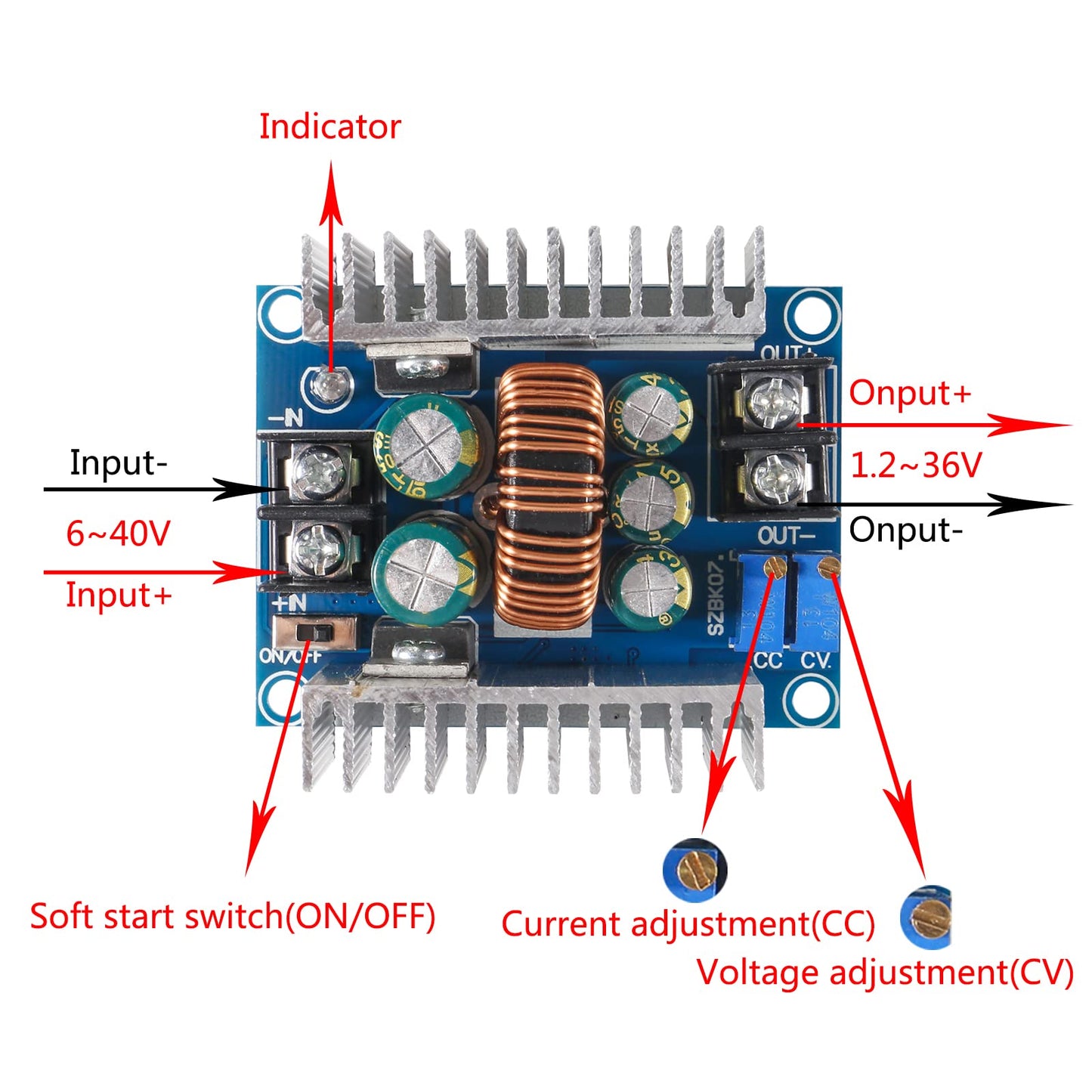 QCCAN 2PCS 20A 300W DC-DC Buck Converter Step Down Module Adjustable DC 6-40V to 1.2-36V Voltage Regulator Buck Converter Constant Current Power…
