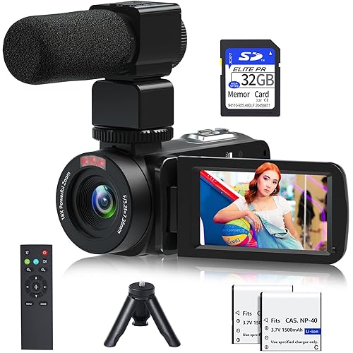 Video Camera, 1080P 30MP Camcorder IR Night Vision Vlogging Camera for YouTube,3.0" LCD Screen 18X Digital Zoom Recorder Camera with Remote Control
