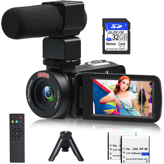 Video Camera, 1080P 30MP Camcorder IR Night Vision Vlogging Camera for YouTube,3.0" LCD Screen 18X Digital Zoom Recorder Camera with Remote Control