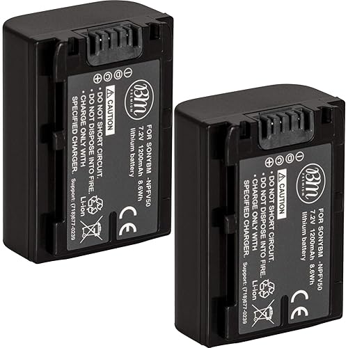 BM Premium 2-Pack of NP-FV50 Batteries for Sony FDR-AX53, HDR-CX675/B, HDR-CX455/B, HDR-CX190, HDR-CX200, HDR-CX210, FDR-AX33, HDR-PJ670 Handycam
