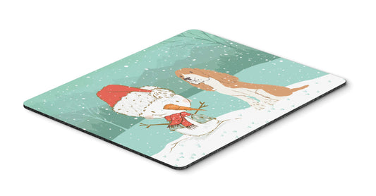Caroline's Treasures CK2072MP Red Spaniel Snowman Christmas Mouse Pad, Hot Pad or Trivet for Home Office Gaming Working Computers Laptop Mouse