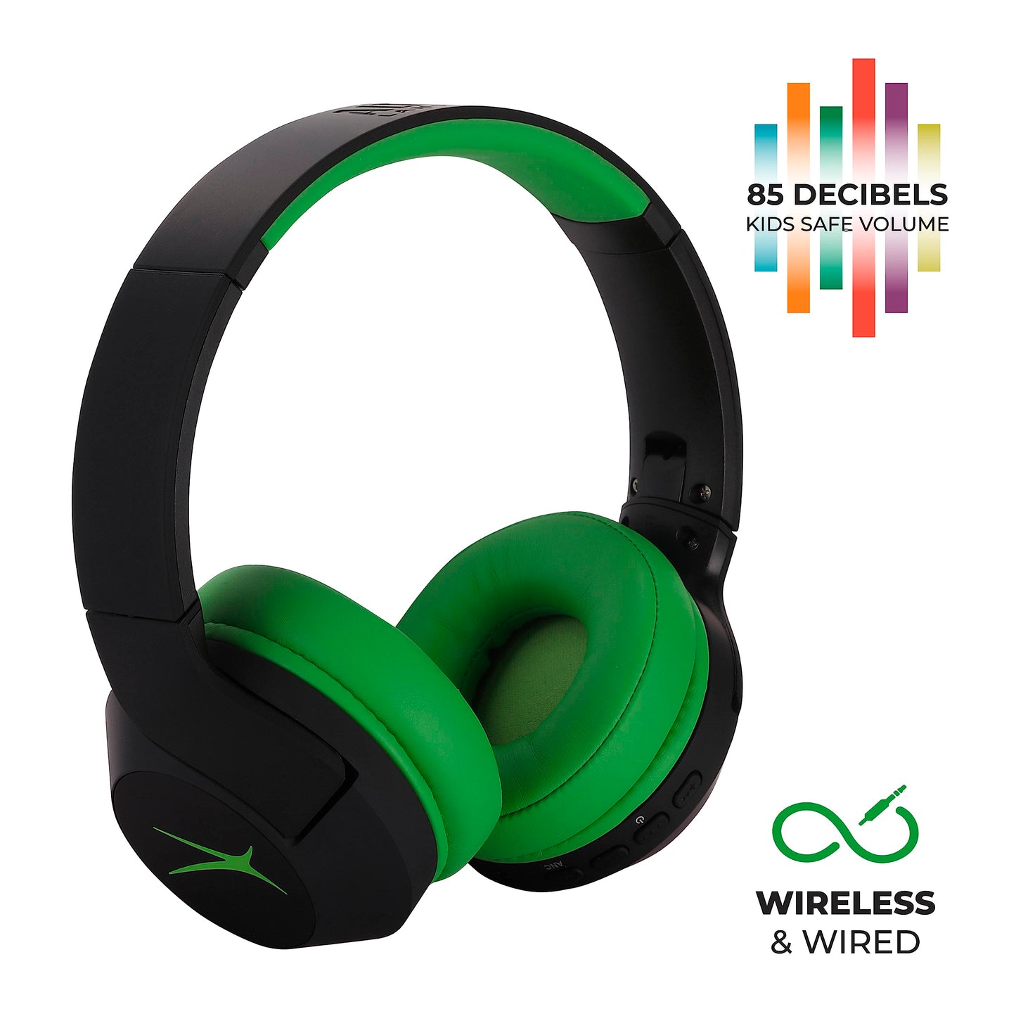 Altec Lansing Kid Safe Noise Cancelling Wireless Headphones 15H Battery, 85dB Volume Limit, Foldable Design Powerful Sound, Active Noise Cancellation