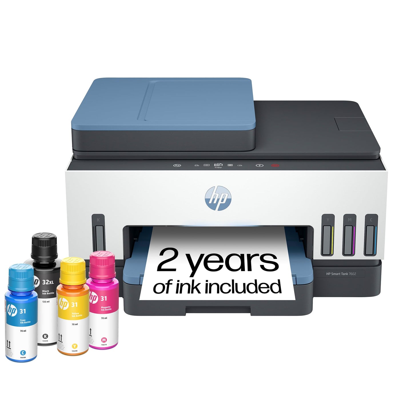 HP Smart Tank 7602 Wireless All-in-One Ink Tank Printer, Scanner, Copier with 2 Years of Ink Included, Best-for-Home Office, Cartridge-Free