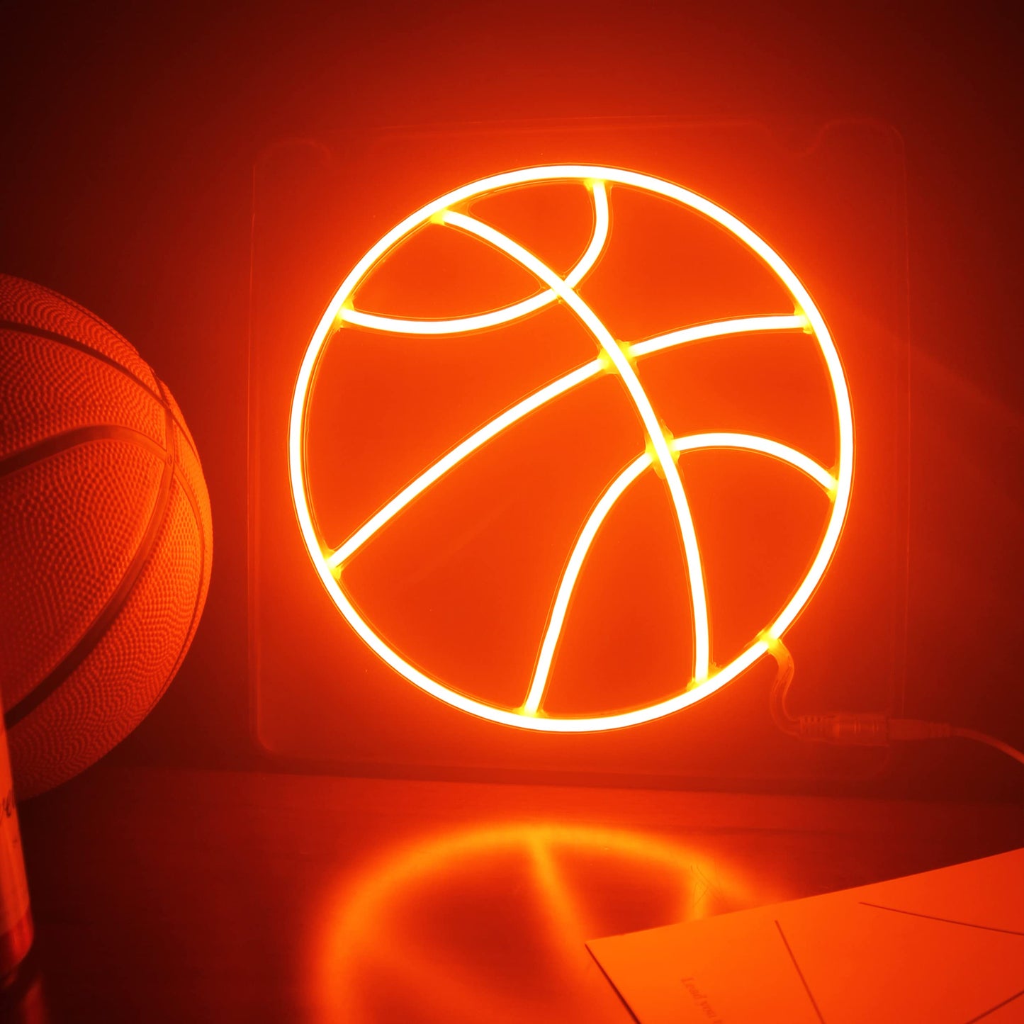 S SPLENDID SOUND Basketball Neon Sign, 11.8 Inch Basketball Led Light Room Decor Aesthetic, Sports Neon Lights for Bedroom Decoration, Room Decor