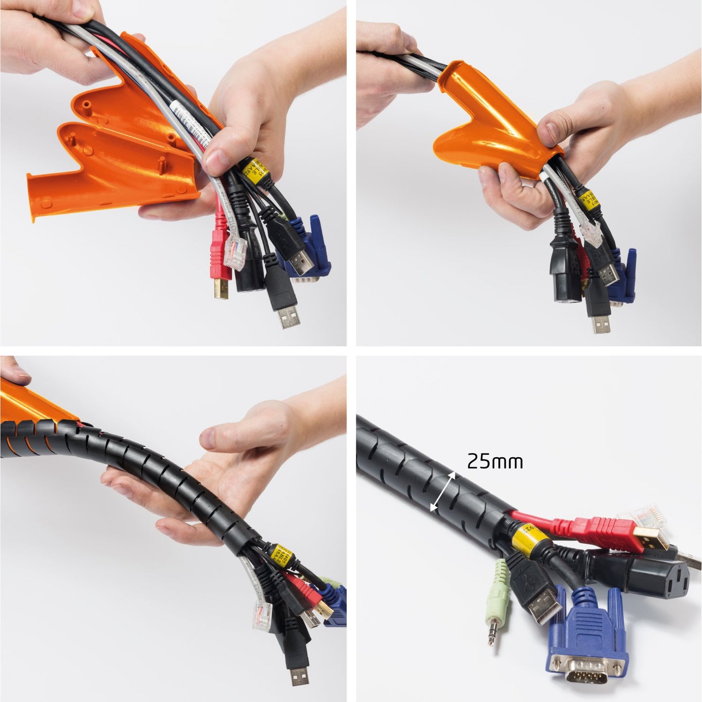 D-Line Cable Zipper Cord Tube Organizer with Zip Tool, Cable Management Sleeve, Cover for Long Wire Runs, 1 Inch Diameter (8.2 FT, Black)