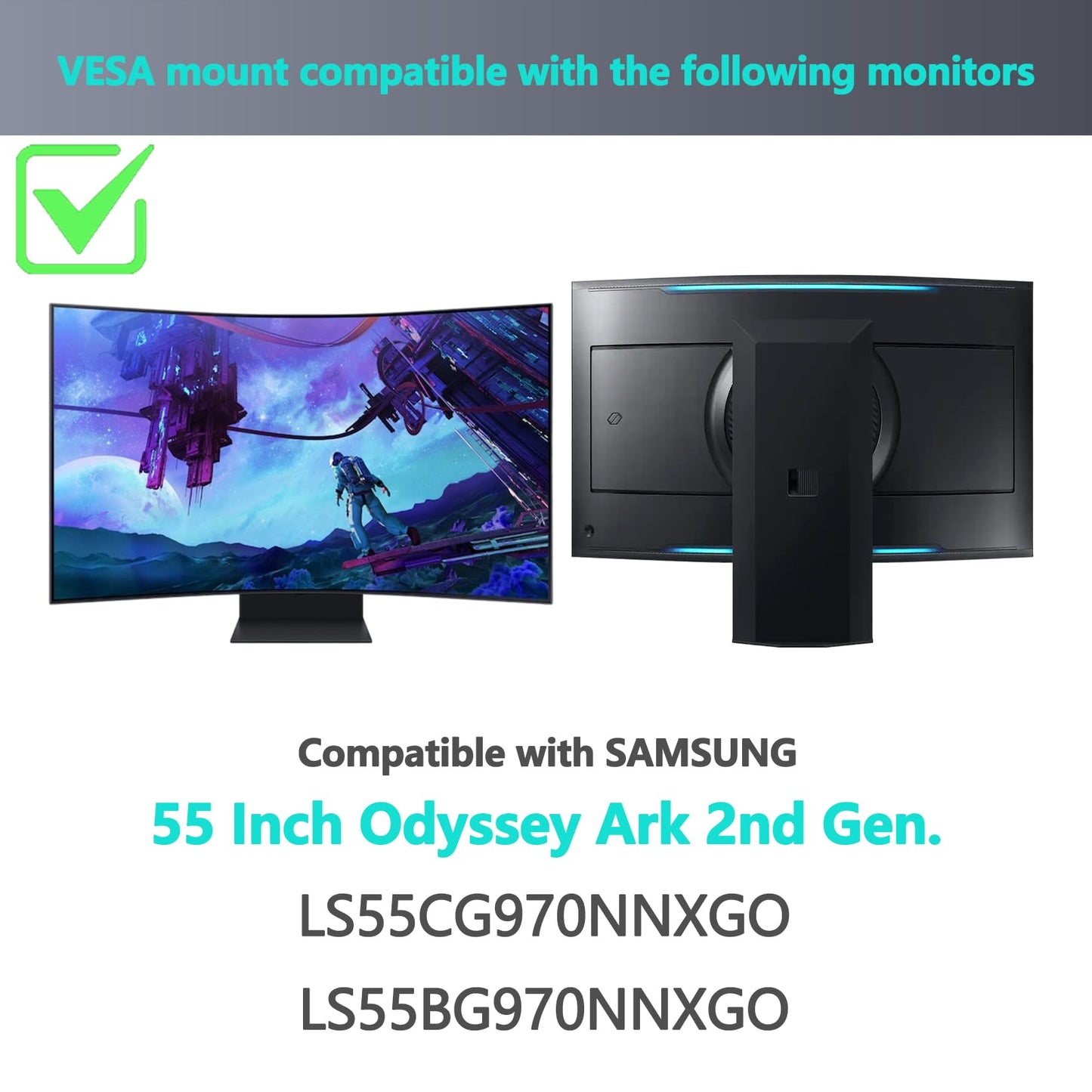Tjweiqing Odyssey Ark 55 VESA Adapter compatible with Samsung 55" Odyssey Ark 2nd Gen LS55CG970NNXGO LS55BG970NNXGO Curved Monitor, 200*200mm VESA