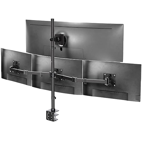 VIVO Quad Monitor Extra Tall Desk Mount for up to 49 inch Ultrawides on Top Bracket and 27 inch Screens on Lower Brackets, Holds up to 44 lbs, Black