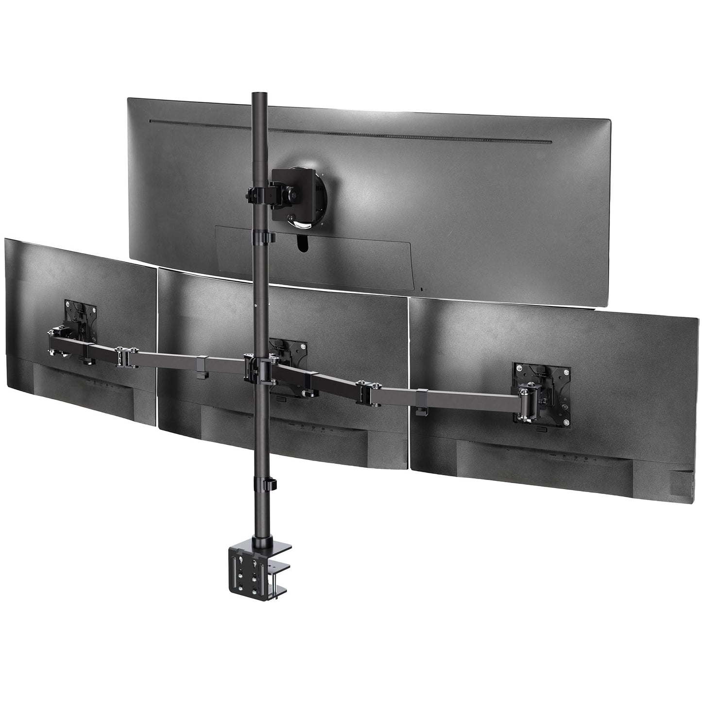VIVO Quad Monitor Extra Tall Desk Mount for up to 49 inch Ultrawides on Top Bracket and 27 inch Screens on Lower Brackets, Holds up to 44 lbs, Black