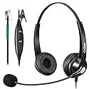 Callez RJ9 Phone Headset with Microphone Noise Cancelling Office Telephone Headsets Compatible with Polycom VVX411 VVX311 VVX410 VVX500 Avaya 1416