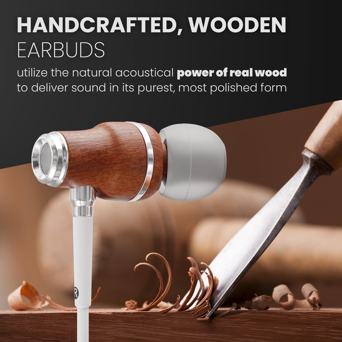 Symphonized Premium Wooden Lightning Headphones for iPhone 14, 13, or lower - Wired Earbuds Lightning Cord with Microphone & Volume Control, iPhone
